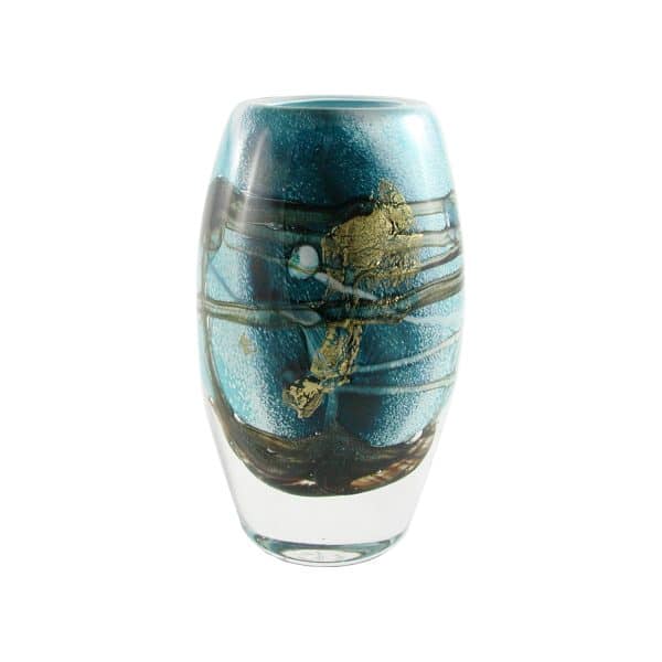 Didier Saba. Vase Ovale Bleu Pacifique