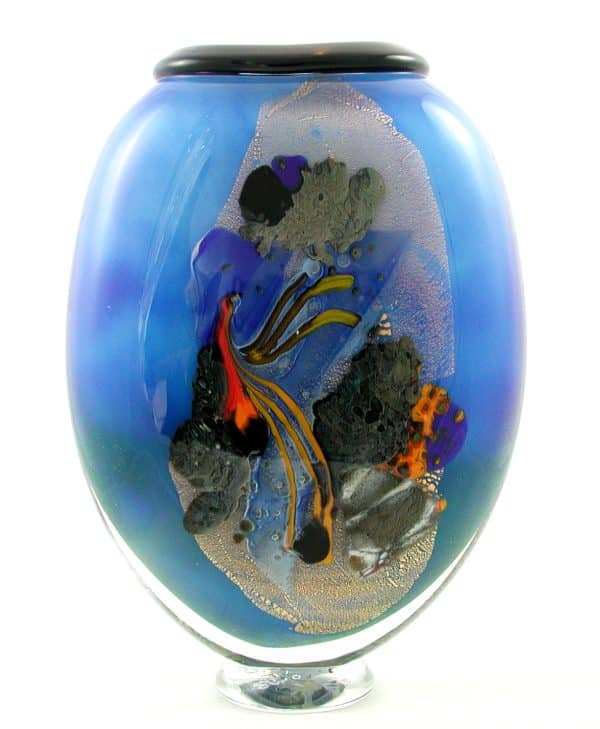 Robert Pierini. Vase Paysage Bleu & Or