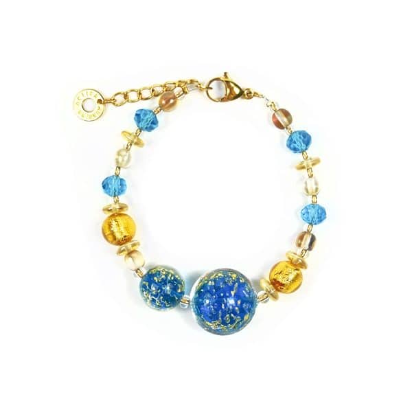 Antica Murrina. Bracelet Virna Bleu & Or
