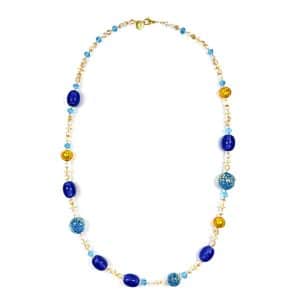 Antica Murrina. Collier Long Virna Bleu & Or