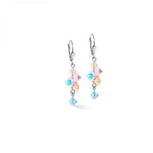 Cœur de Lion. Boucles d'Oreilles Dancing Crystal Pastel & Argent