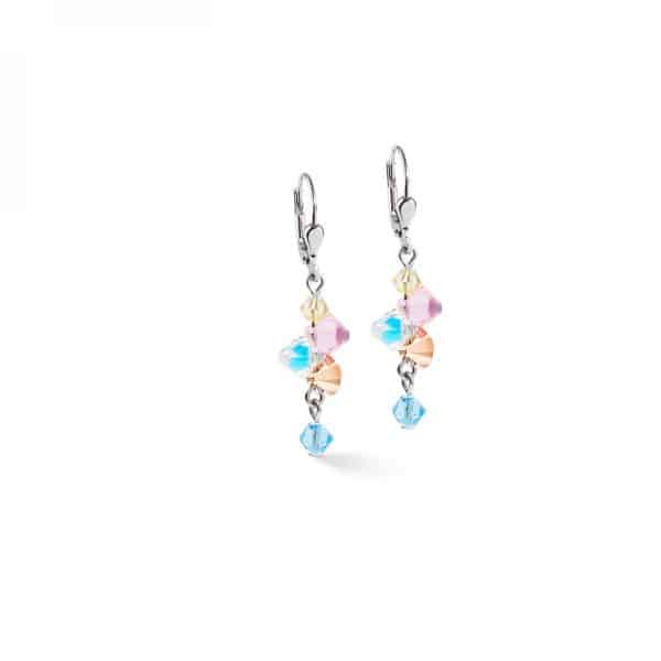Cœur de Lion. Boucles d'Oreilles Dancing Crystal Pastel & Argent