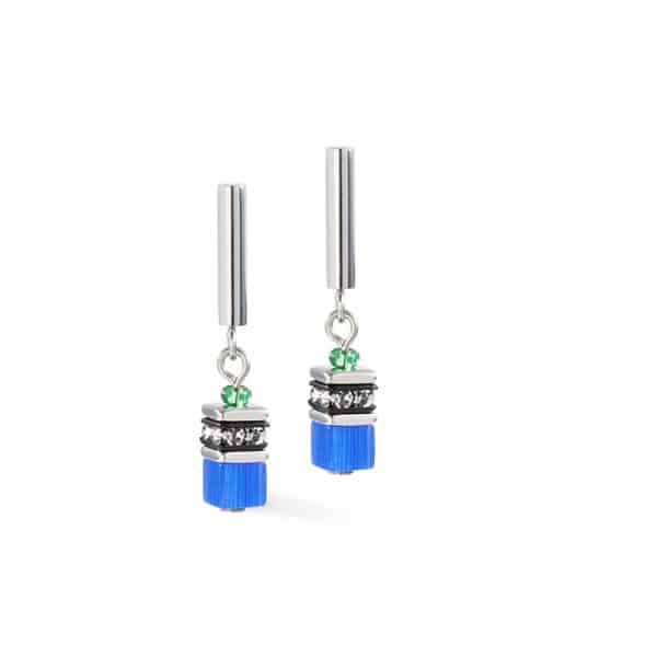 Cœur de Lion. Boucles d'Oreilles GeoCube® Lite Mini Rainbow & Argent