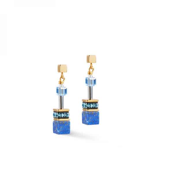 Cœur de Lion. Boucles d'Oreilles GeoCube® Iconic Precious Bleu