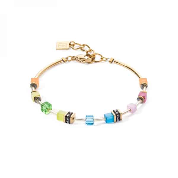 Cœur de Lion. Boucles d'Oreilles GeoCubeR Lite Mini Rainbow & Or – Image 3