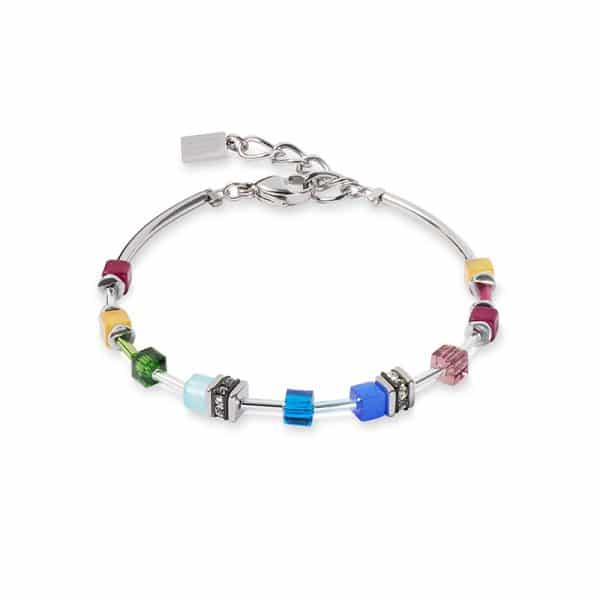 Cœur de Lion. Boucles d'Oreilles GeoCube® Lite Mini Rainbow & Argent – Image 3