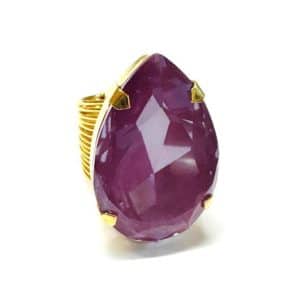 Crézus. Bague Cristal Coral Orchid & Or