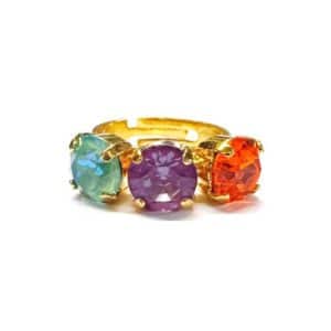 Crézus. Bague Cristal Multicolore & Or