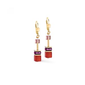 Cœur de Lion. Boucles d'Oreilles GeoCube® Iconic Precious Festive Rouge