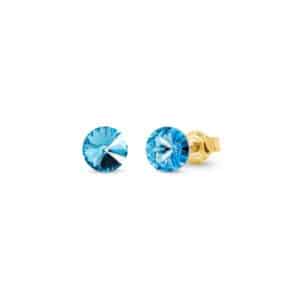 Spark. Puces d'Oreilles Candy Bleu Aquamarine & Or