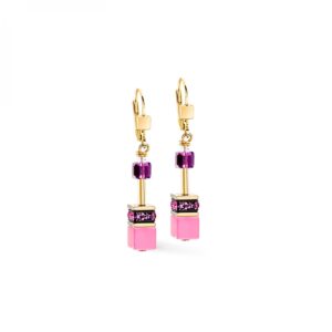 Cœur de Lion. Boucles d'Oreilles GeoCube® Iconic Lilas Rose