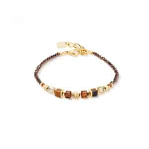 Cœur de Lion. Bracelet Wave Cube Flow Or-Marron