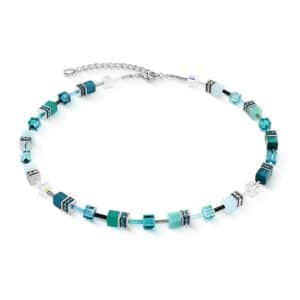 Cœur de Lion. Collier GeoCube® Iconic Teal Argent
