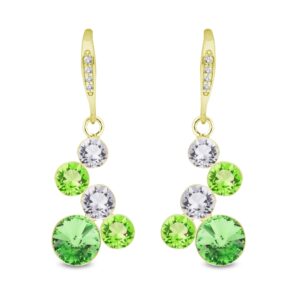 Spark. Boucles d'Oreilles Pasteline Vert Péridot & Or