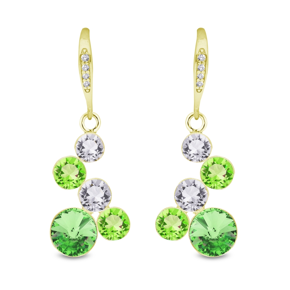 Spark. Boucles d'Oreilles Pasteline Vert Péridot & Or